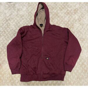 Dickies Hoodie Men's 2XL Burgundy Sherpa Lined Full Zip Thermal Work Jacket